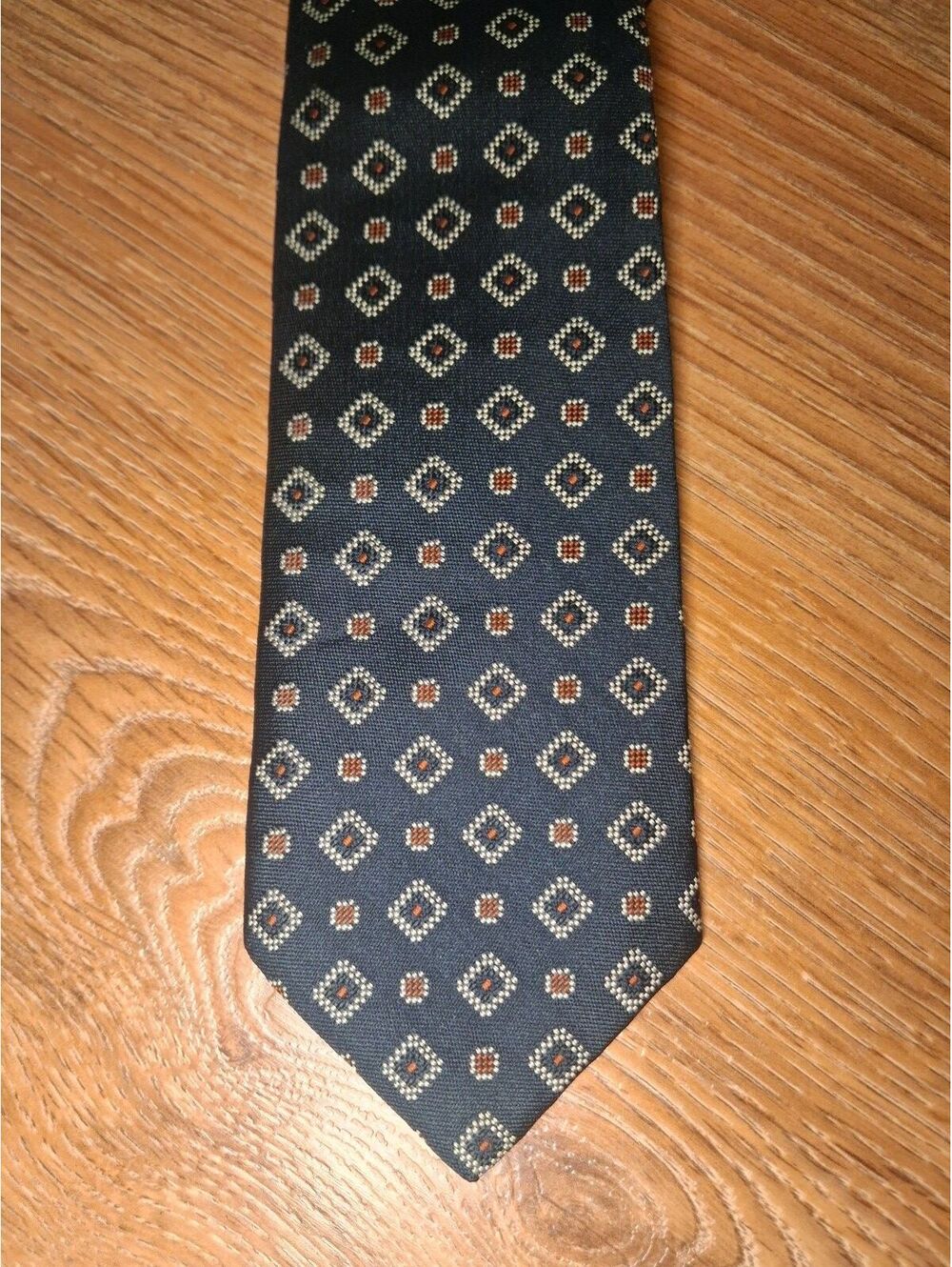 Christian DIOR Tie Navy Multicolor Geometric VINTAGE
